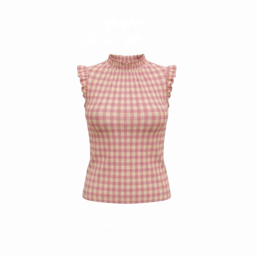 Nanette Lepore Pink and Yellow Checkered Blouse